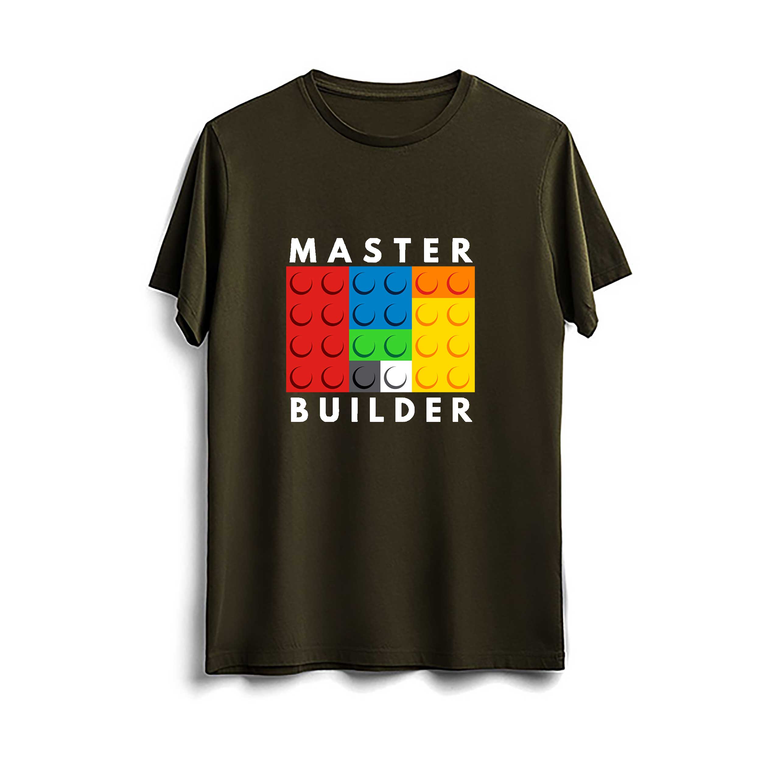 تیشرت سبز ارتشی مردانه طرح انیمیشن لگو master builder