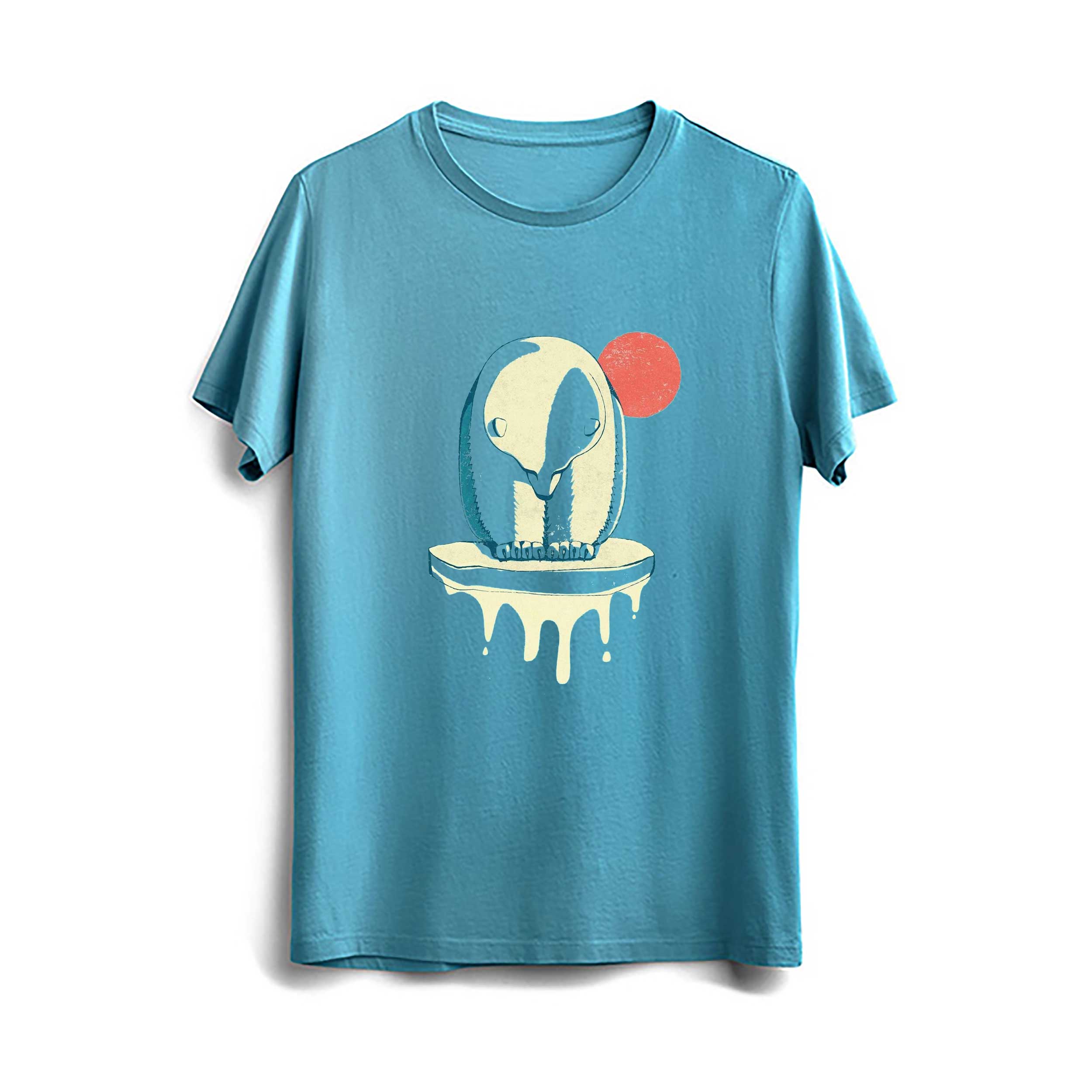 تیشرت آبی فیروزه ای مردانه و زنانه طرح داریم چیکار میکنیم؟