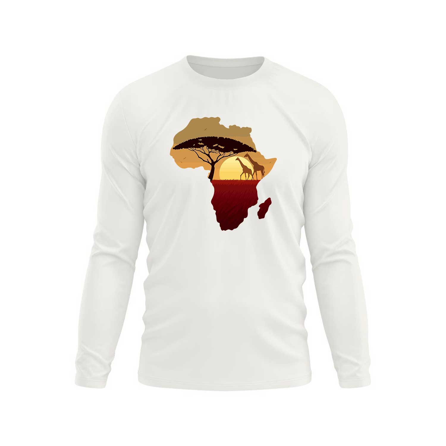 تیشرت آستین بلند سفید غروب قاره آفریقا