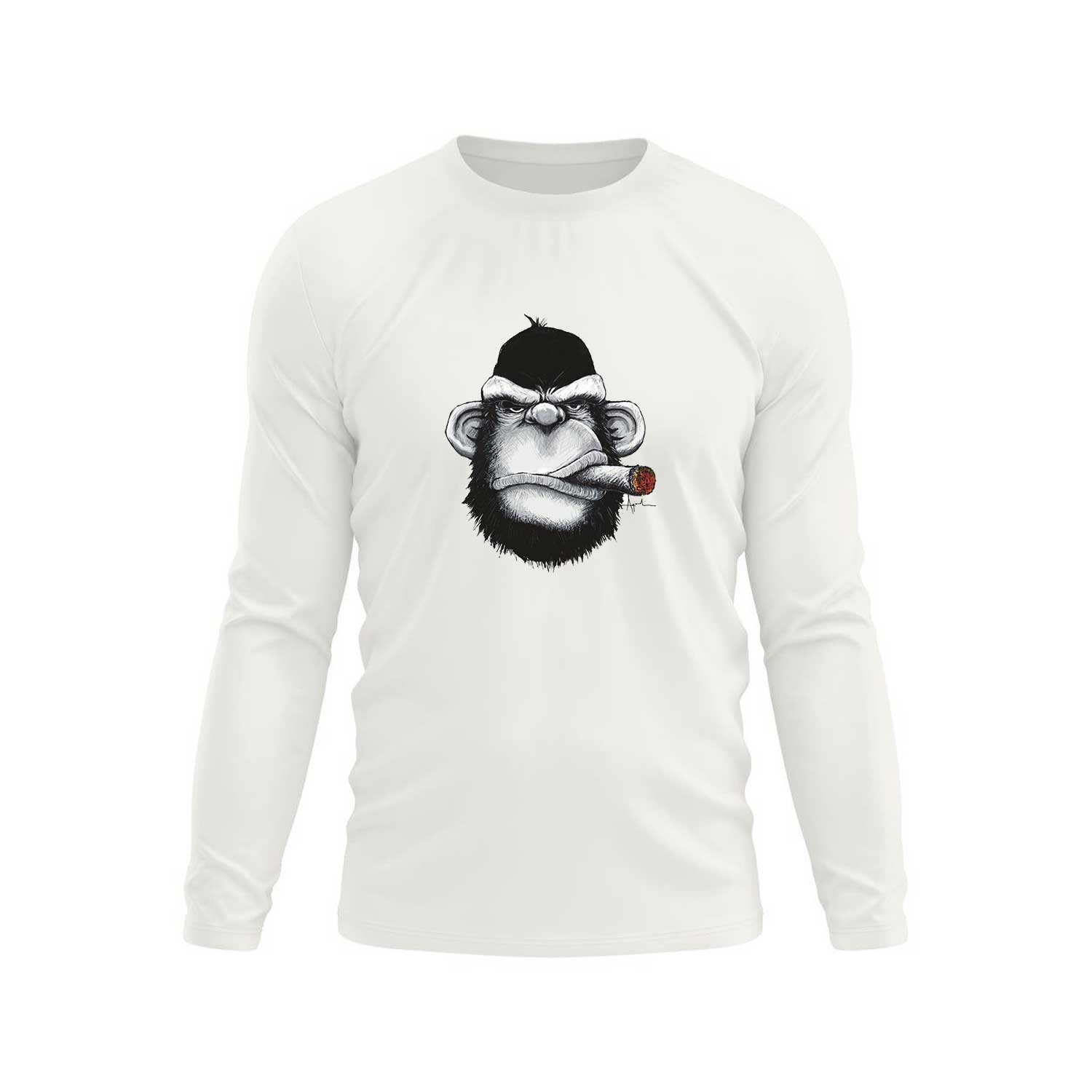 تیشرت آستین بلند سفید بزرگ میمون ها